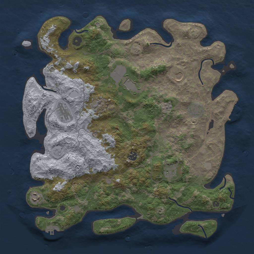 Rust Map: Procedural Map, Size: 4000, Seed: 281352633, 16 Monuments