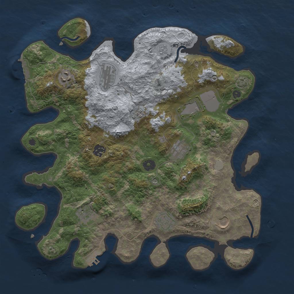 Rust Map: Procedural Map, Size: 3700, Seed: 589321741, 17 Monuments