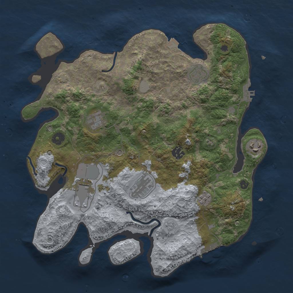 Rust Map: Procedural Map, Size: 3500, Seed: 68995, 15 Monuments