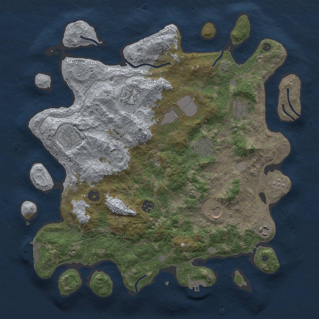 Rust Map: Procedural Map, Size: 4000, Seed: 55746309, 17 Monuments