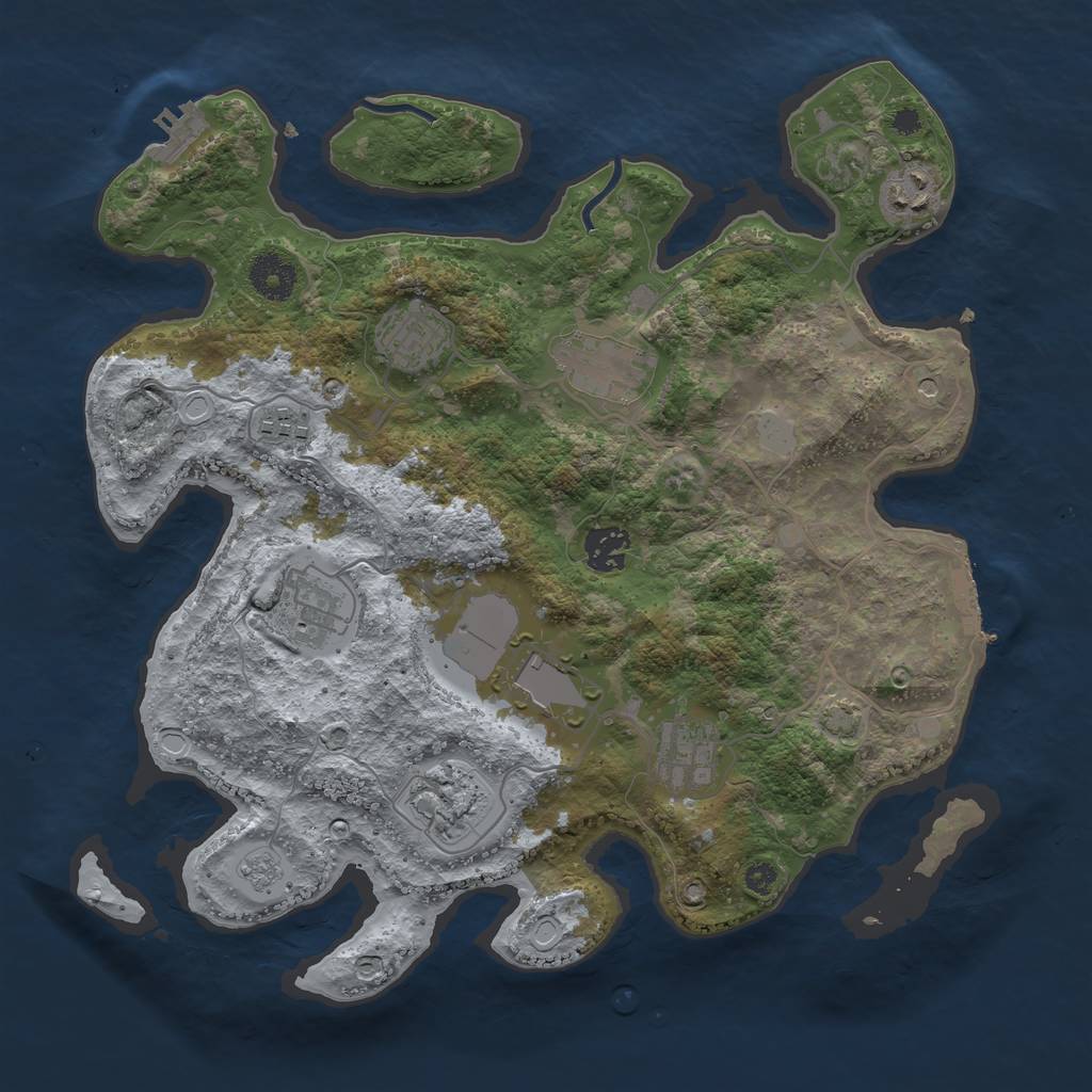 Rust Map: Procedural Map, Size: 3500, Seed: 928488626, 17 Monuments