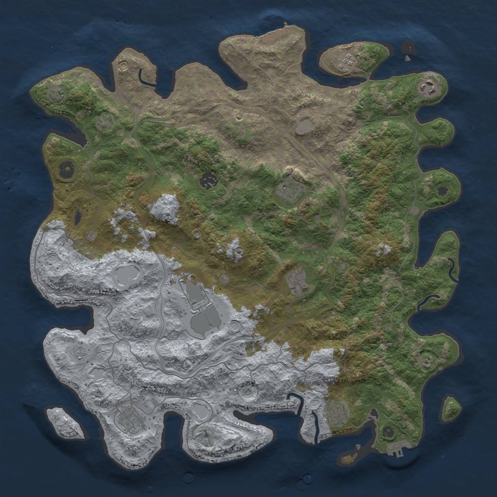 Rust Map: Procedural Map, Size: 4400, Seed: 34918612, 16 Monuments
