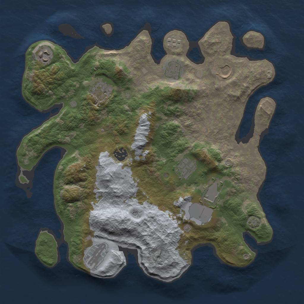 Rust Map: Barren, Size: 3500, Seed: 72608529, 13 Monuments