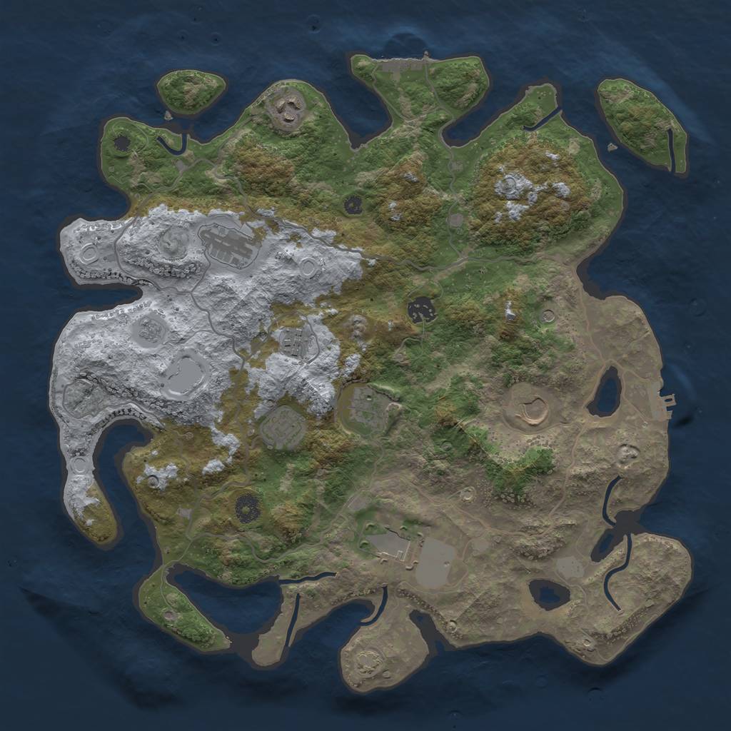 Rust Map: Procedural Map, Size: 4000, Seed: 66299237, 16 Monuments