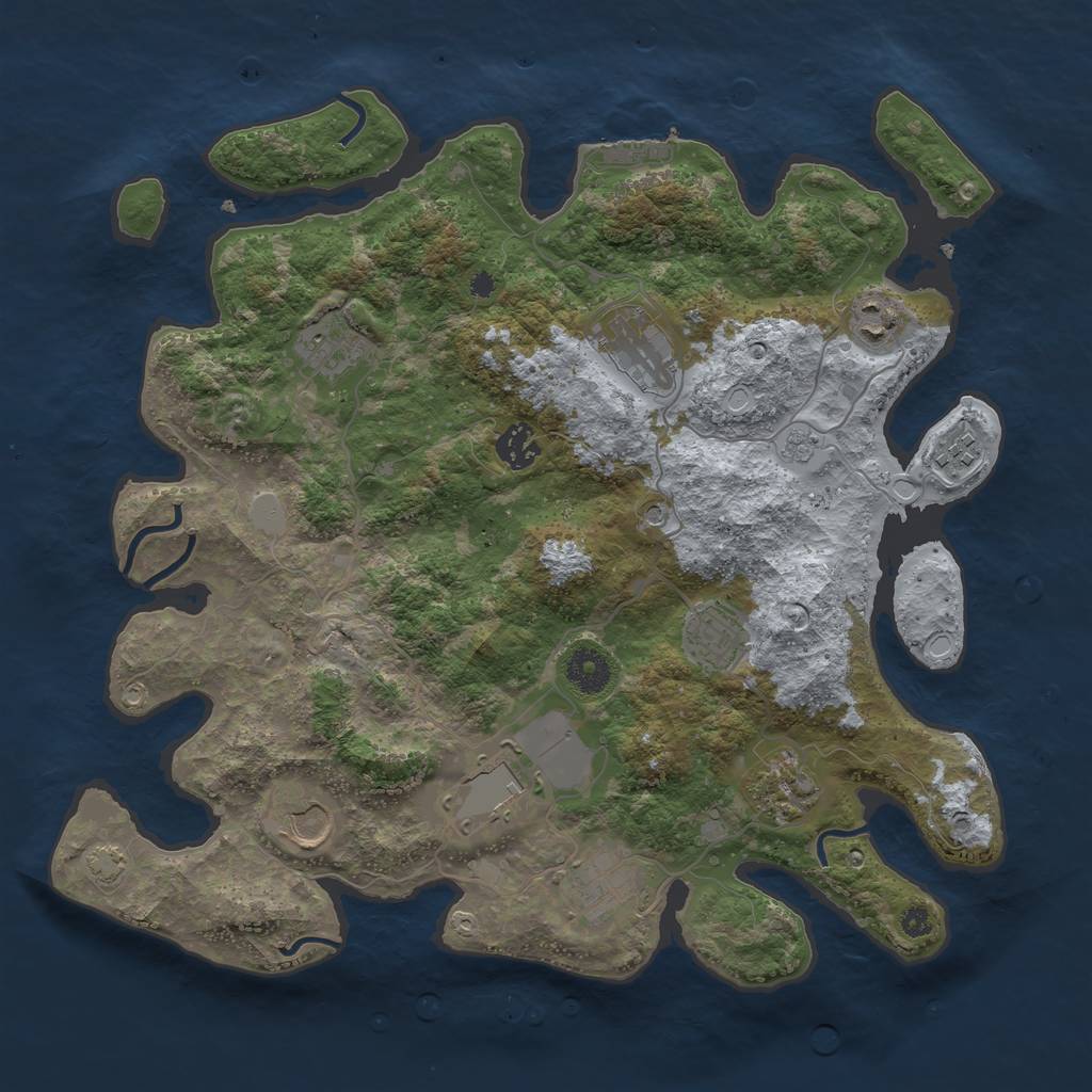 Rust Map: Procedural Map, Size: 3700, Seed: 227356932, 17 Monuments
