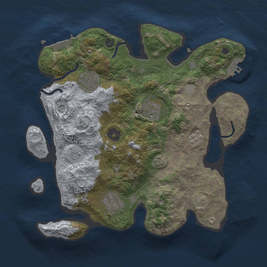 Rust Map: Procedural Map, Size: 3000, Seed: 74960043, 12 Monuments