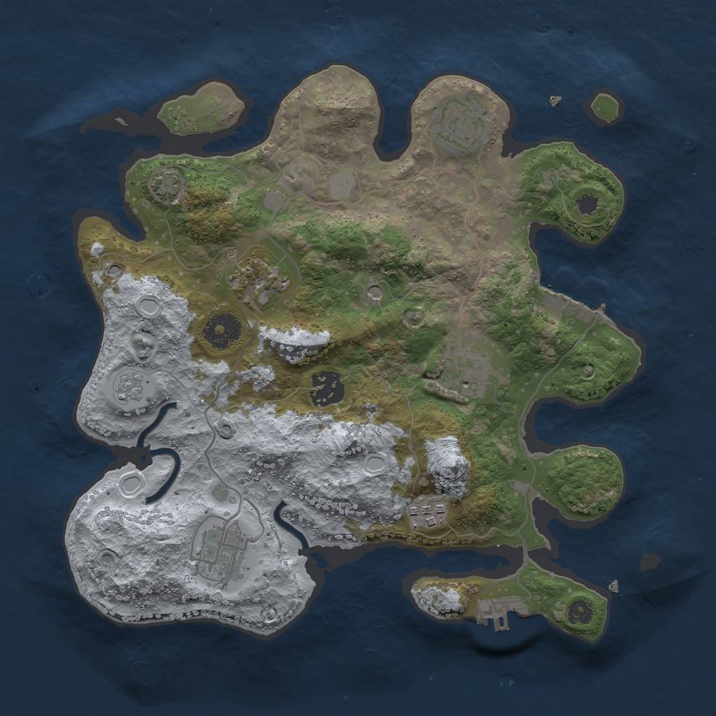 Rust Map: Procedural Map, Size: 3000, Seed: 1096588760, 14 Monuments