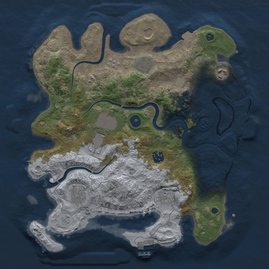 Rust Map: Procedural Map, Size: 3500, Seed: 1398837296, 14 Monuments