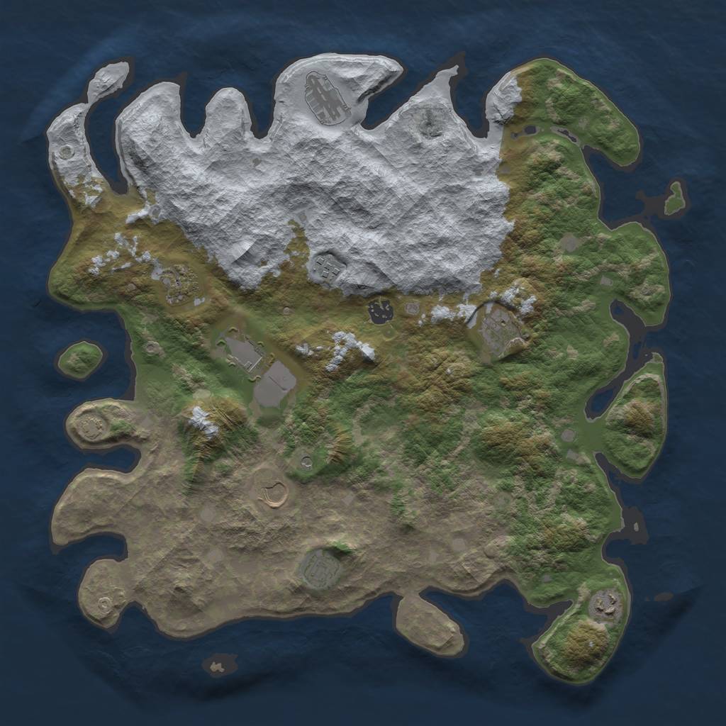 Rust Map: Barren, Size: 4300, Seed: 30164048, 13 Monuments