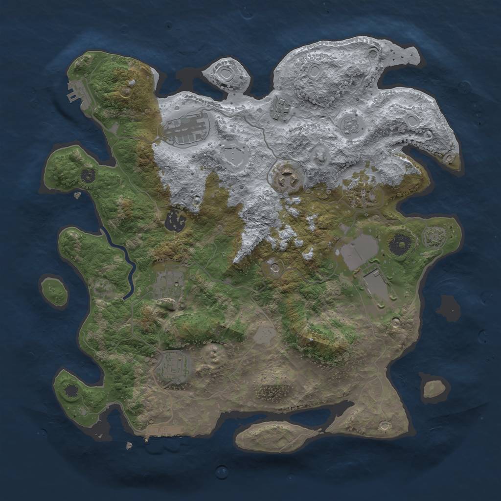 Rust Map: Procedural Map, Size: 3500, Seed: 14544, 16 Monuments