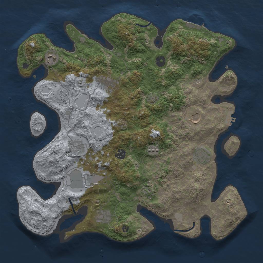 Rust Map: Procedural Map, Size: 3800, Seed: 1939794064, 18 Monuments