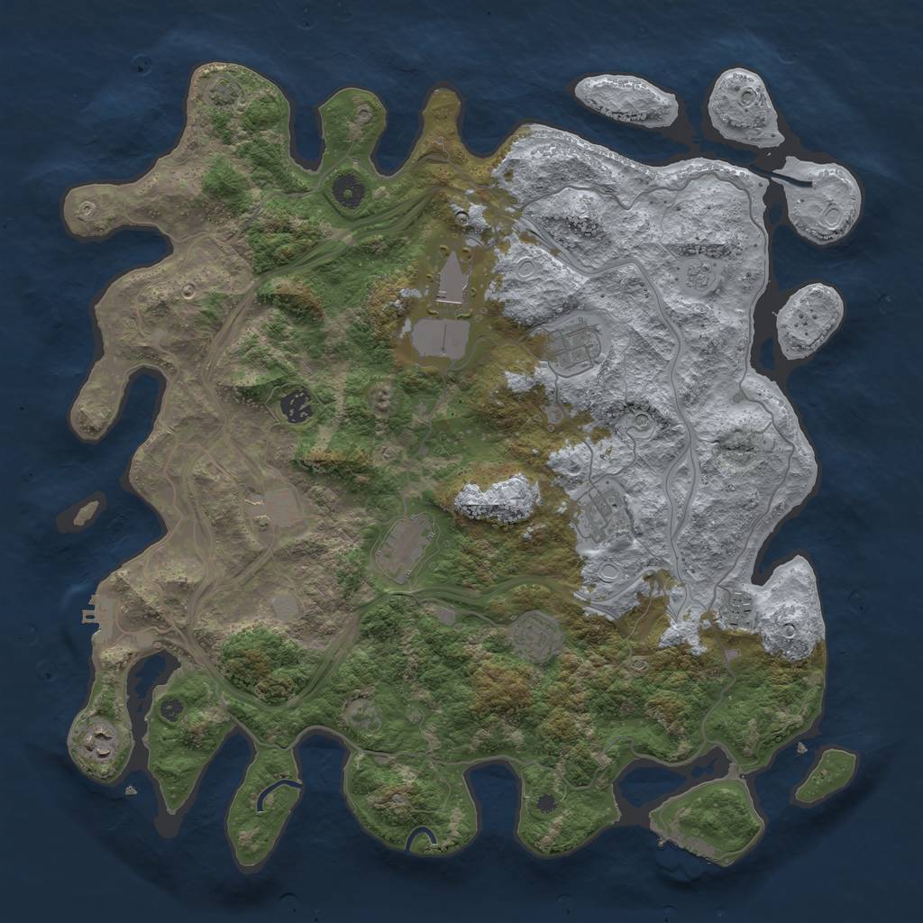 Rust Map: Procedural Map, Size: 4250, Seed: 45678, 17 Monuments