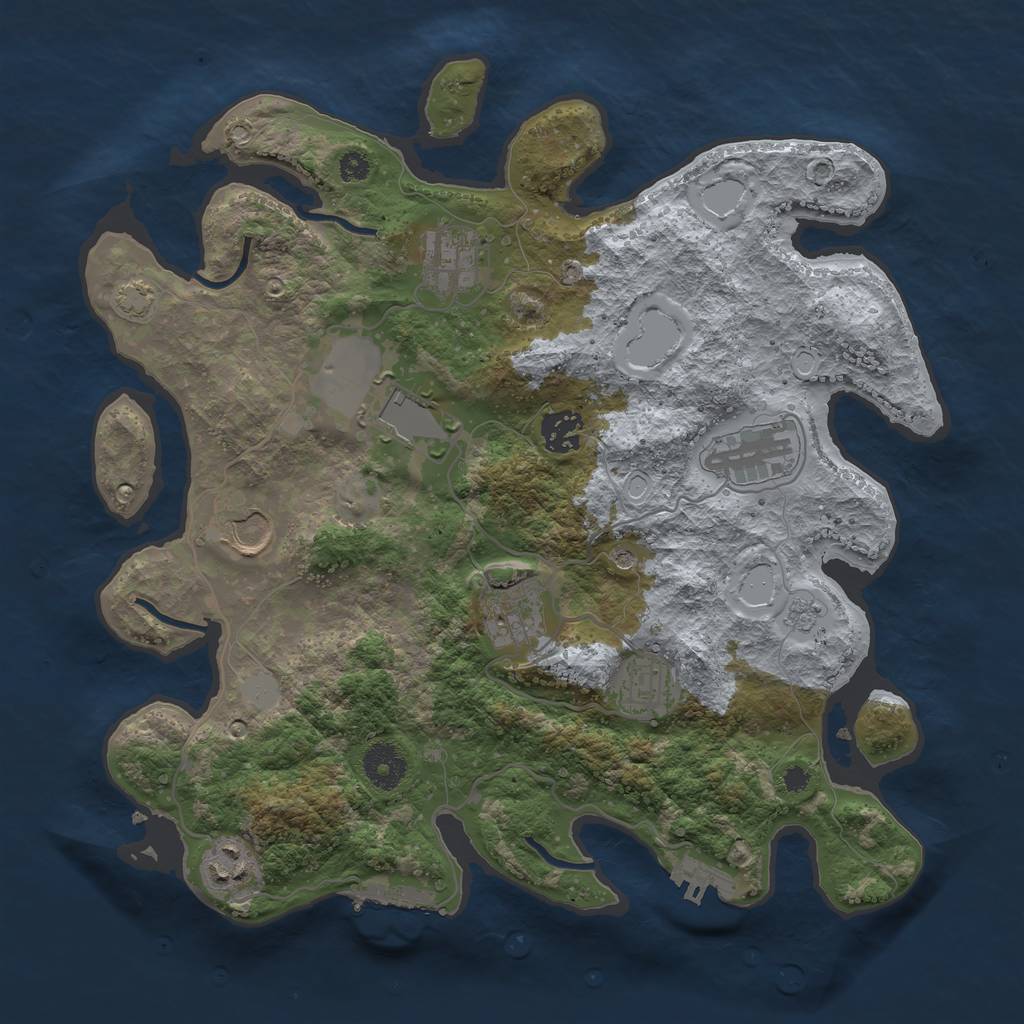 Rust Map: Procedural Map, Size: 3500, Seed: 671516, 16 Monuments