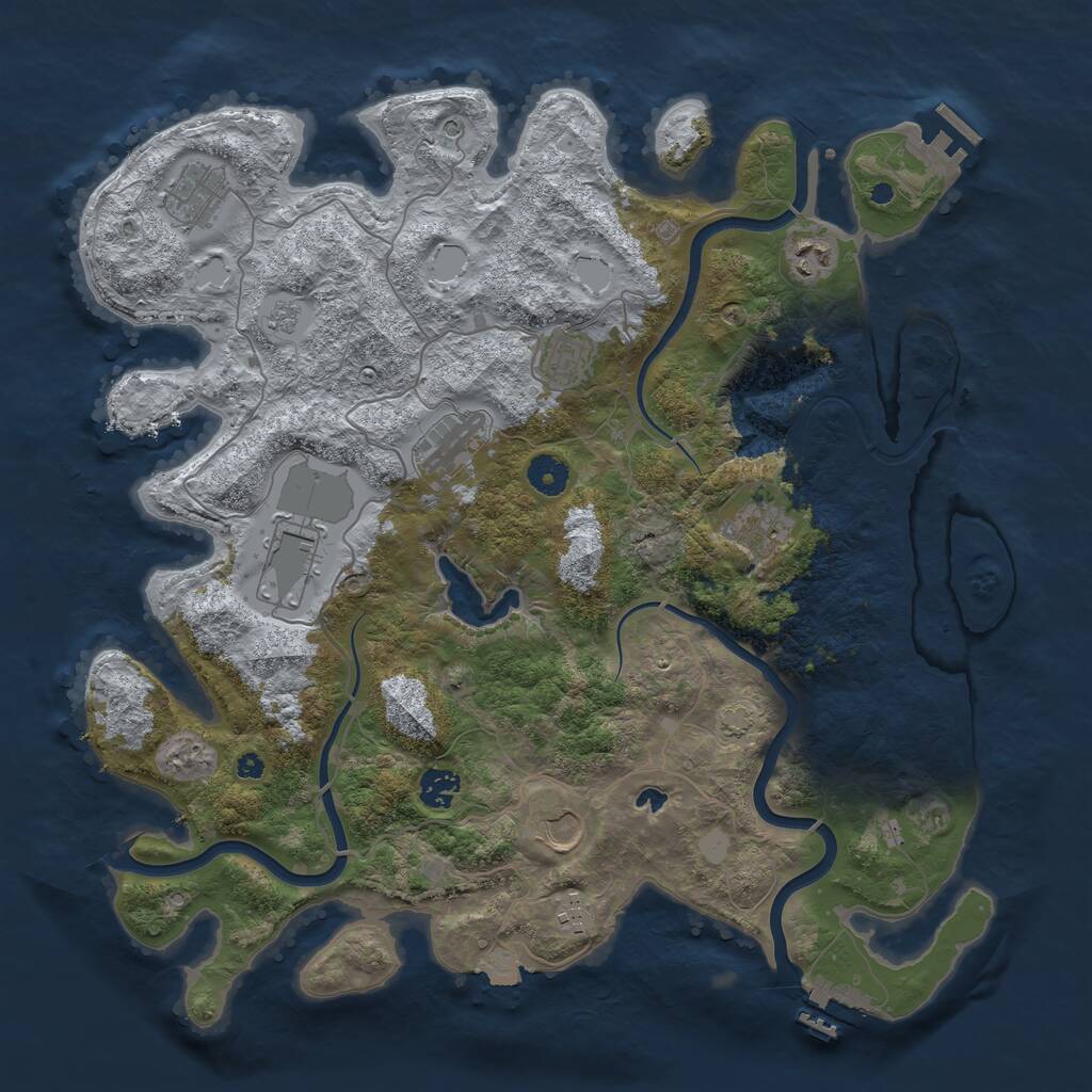 Rust Map: Procedural Map, Size: 4050, Seed: 1209895693, 15 Monuments