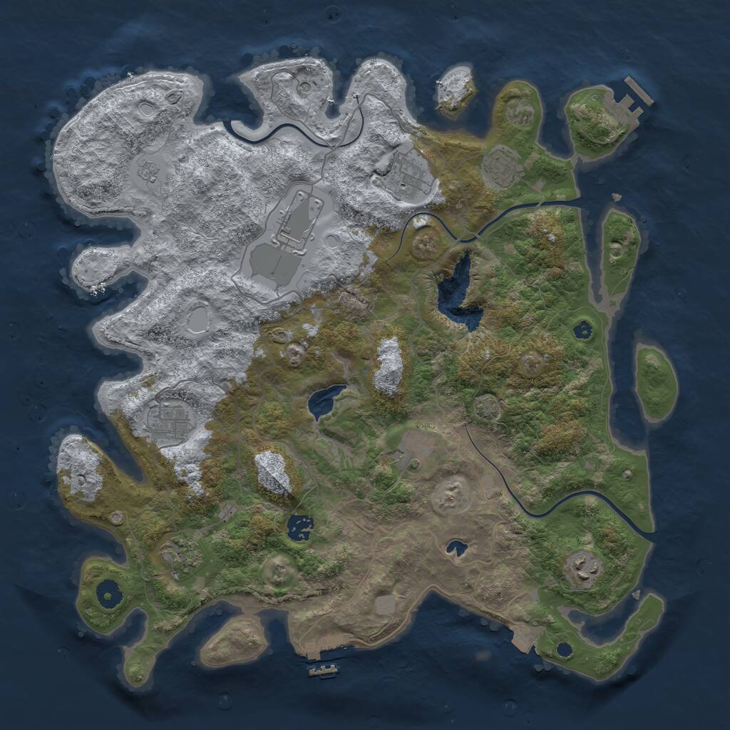 Rust Map: Procedural Map, Size: 4050, Seed: 1209895693, 14 Monuments