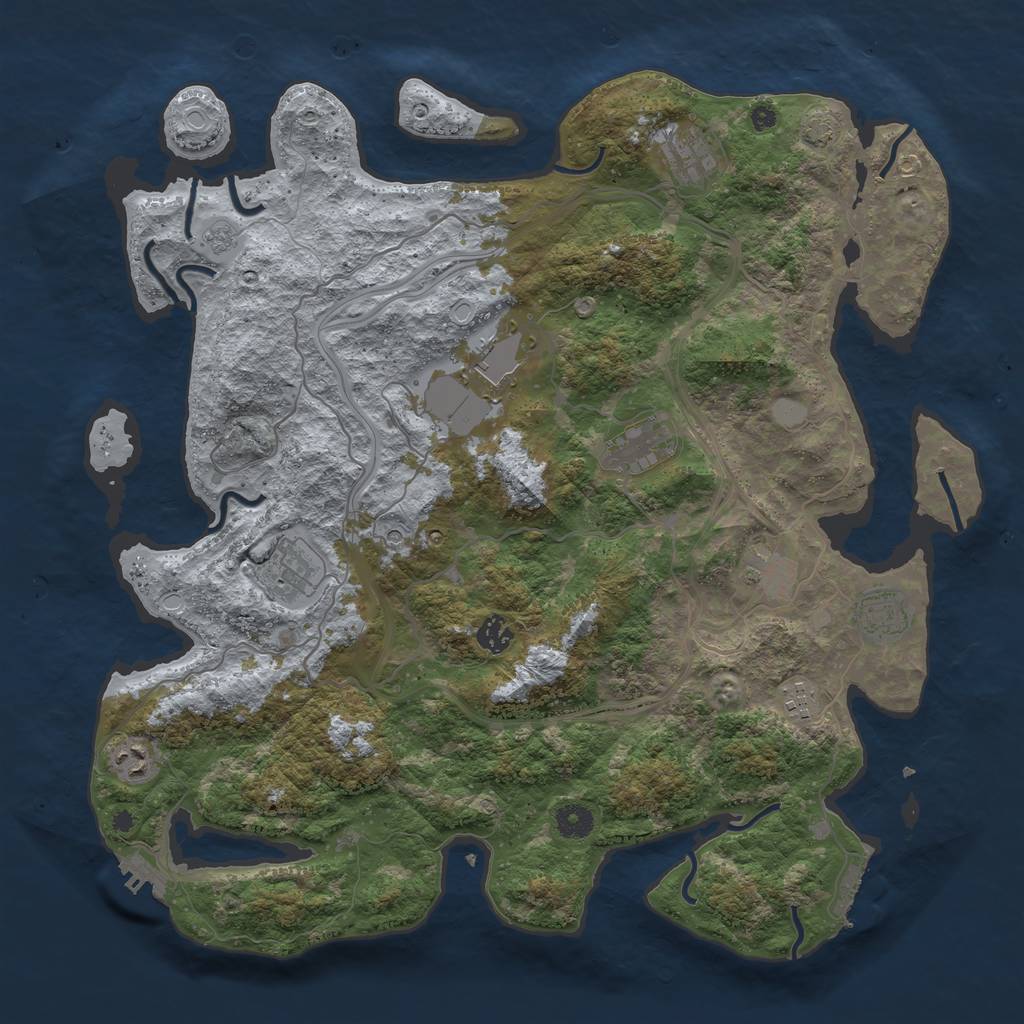 Rust Map: Procedural Map, Size: 4250, Seed: 1307344032, 17 Monuments
