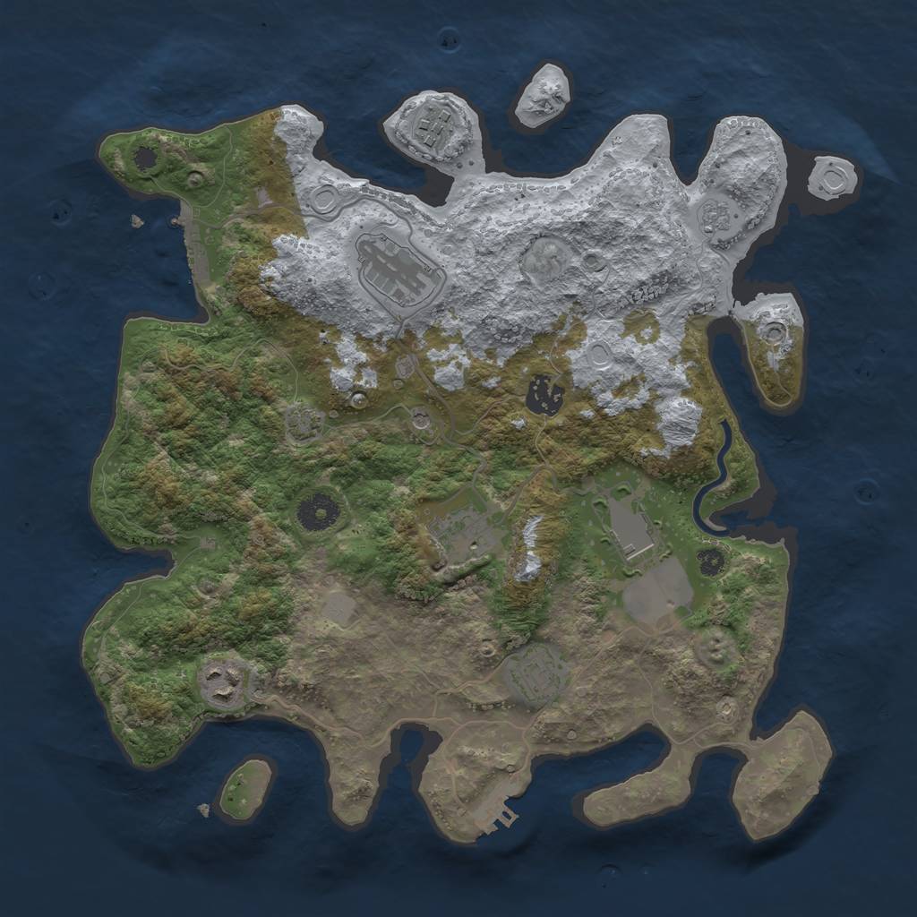 Rust Map: Procedural Map, Size: 3500, Seed: 1892297275, 15 Monuments