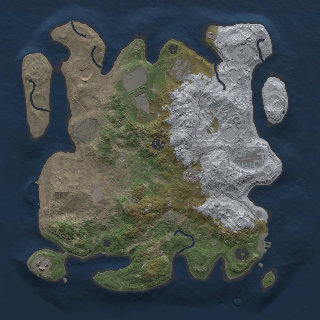 Rust Map: Procedural Map, Size: 3500, Seed: 771019300, 16 Monuments