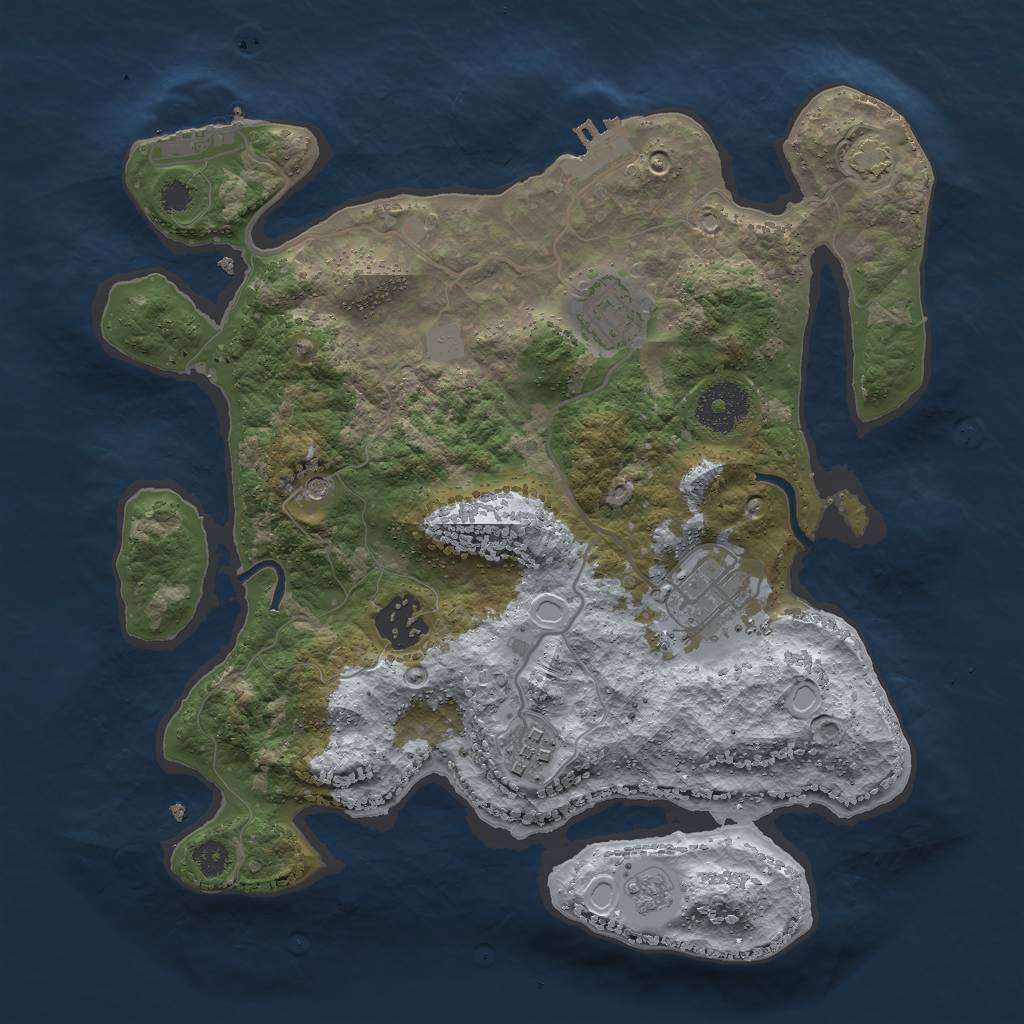 Rust Map: Procedural Map, Size: 3000, Seed: 1506197949, 12 Monuments