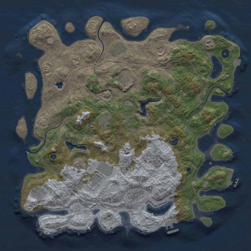 Rust Map: Procedural Map, Size: 4400, Seed: 50294182, 17 Monuments