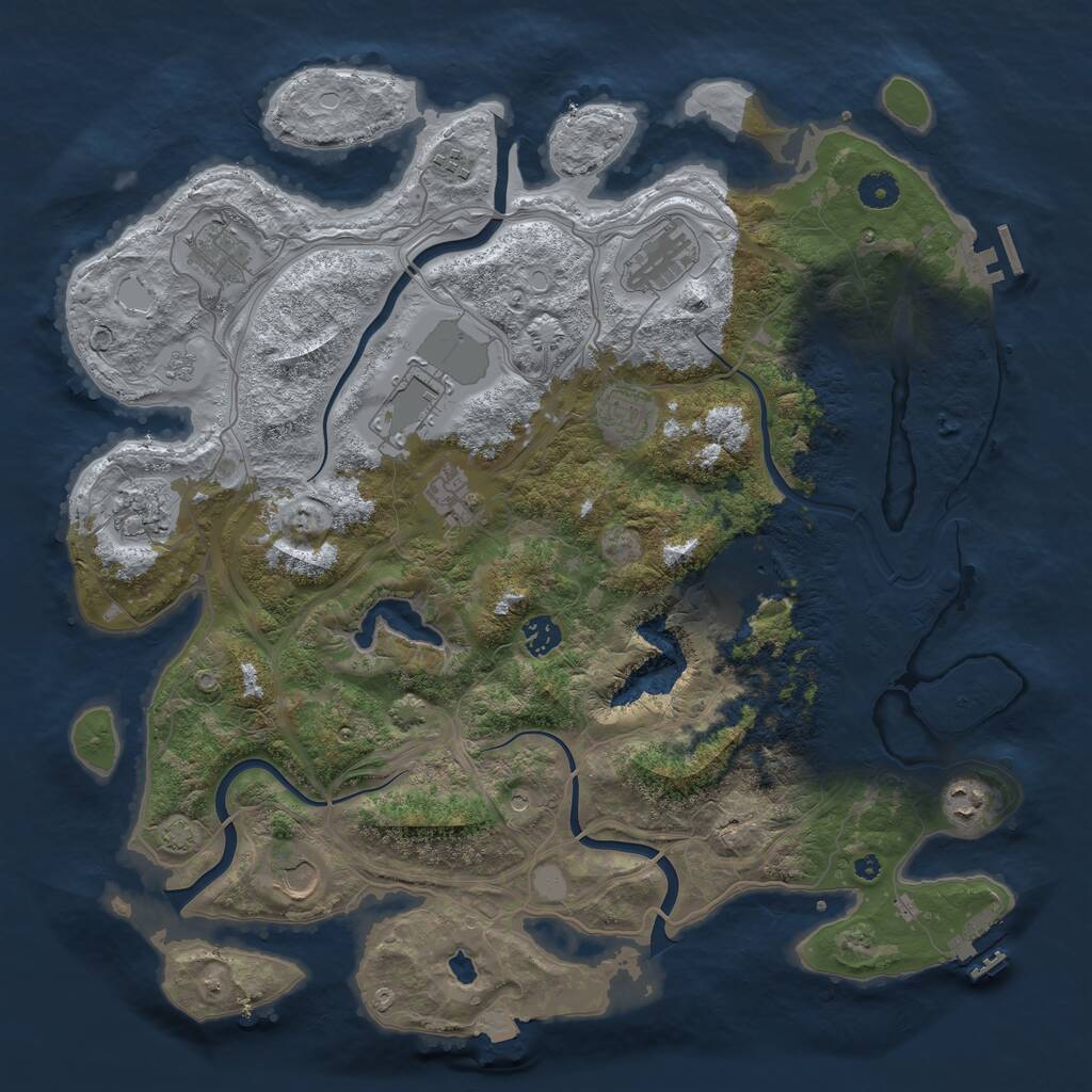 Rust Map: Procedural Map, Size: 4250, Seed: 690669083, 17 Monuments