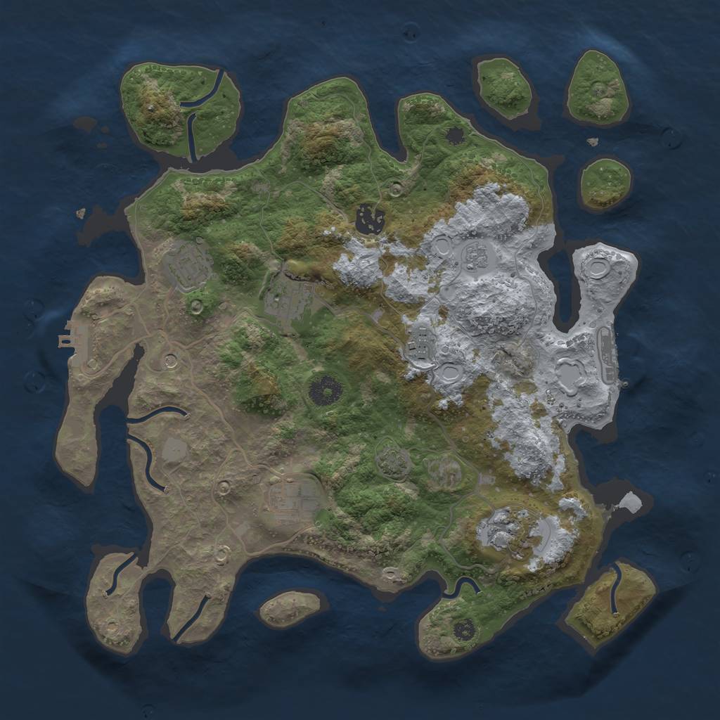 Rust Map: Procedural Map, Size: 3450, Seed: 87356595, 14 Monuments