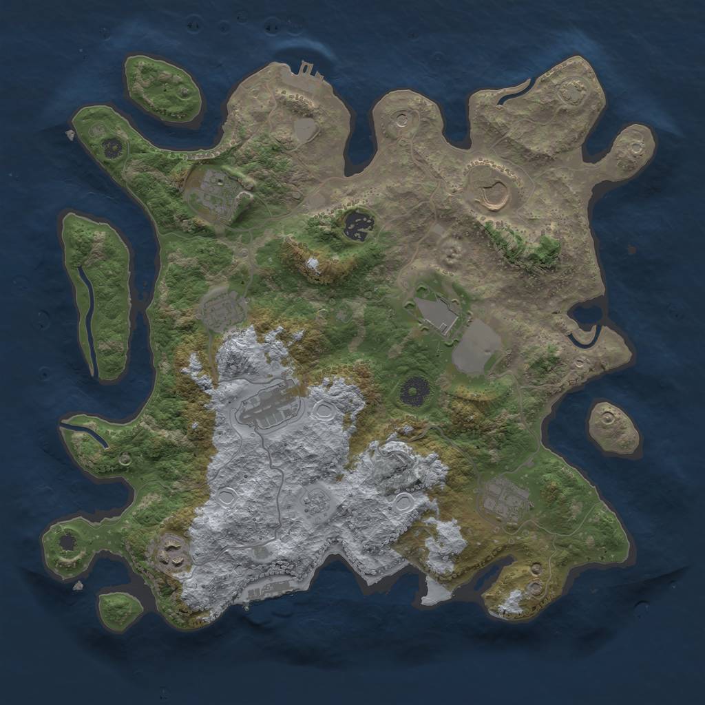 Rust Map: Procedural Map, Size: 3600, Seed: 318, 16 Monuments