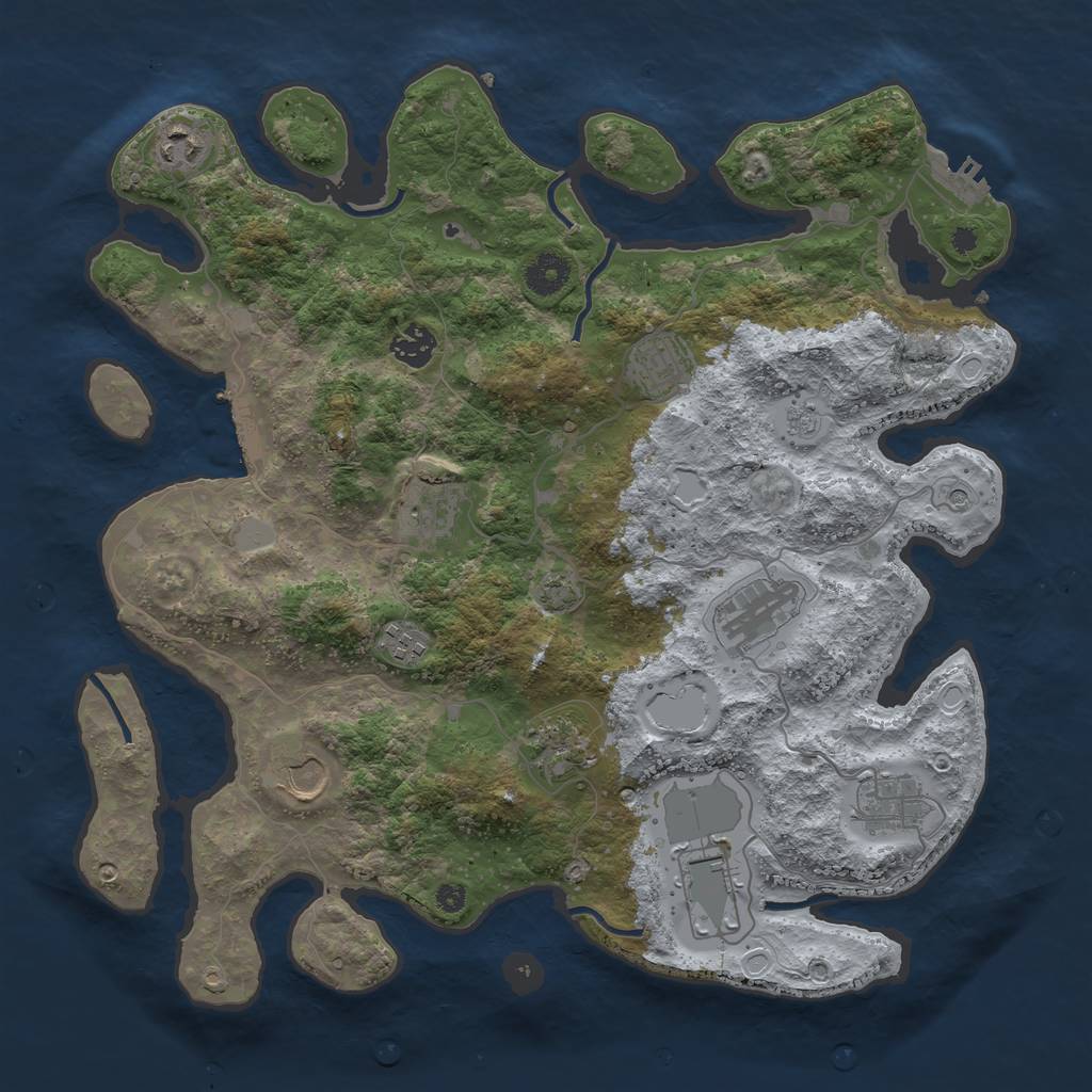 Rust Map: Procedural Map, Size: 3800, Seed: 87885230, 18 Monuments