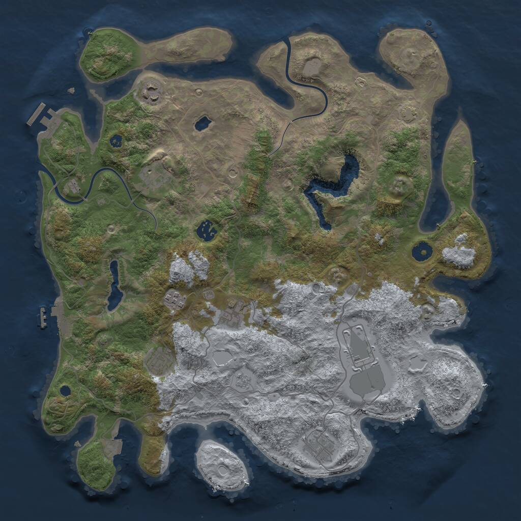 Rust Map: Procedural Map, Size: 4000, Seed: 2023, 14 Monuments