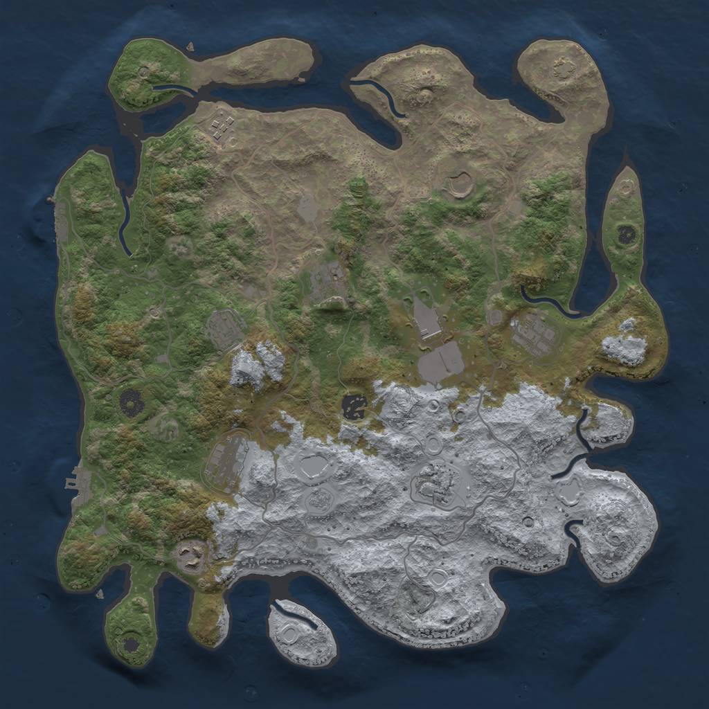 Rust Map: Procedural Map, Size: 4000, Seed: 2023, 17 Monuments