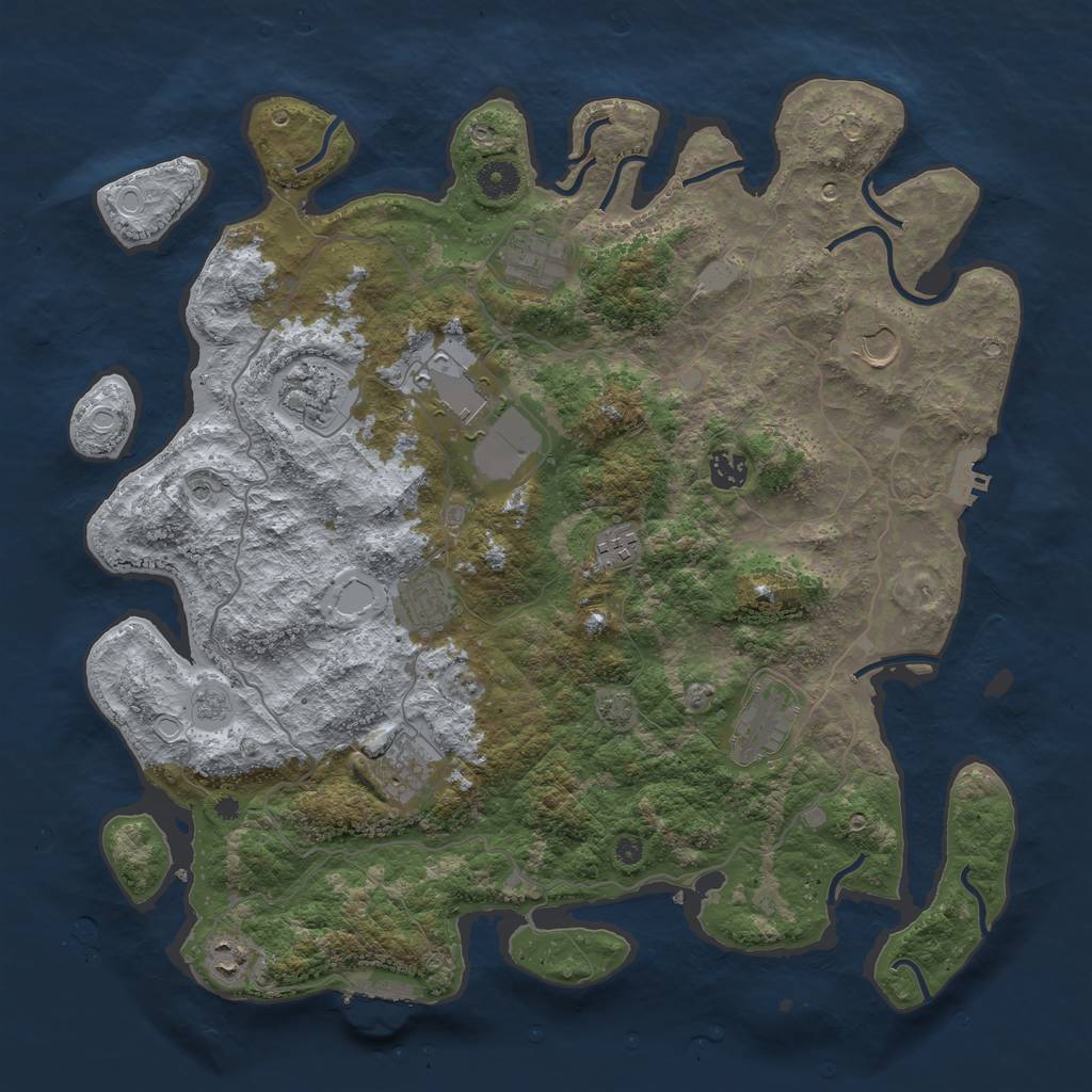Rust Map: Procedural Map, Size: 4100, Seed: 33125708, 18 Monuments