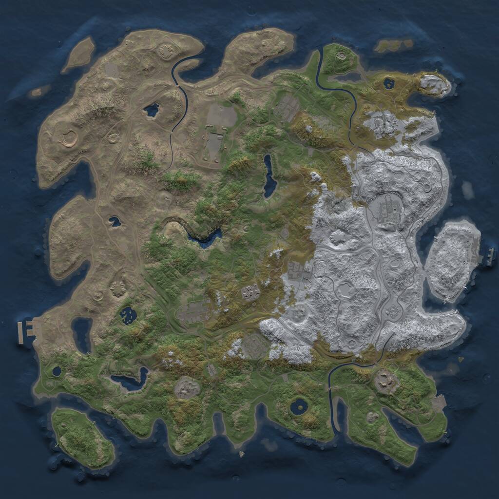 Rust Map: Procedural Map, Size: 4500, Seed: 352136633, 17 Monuments