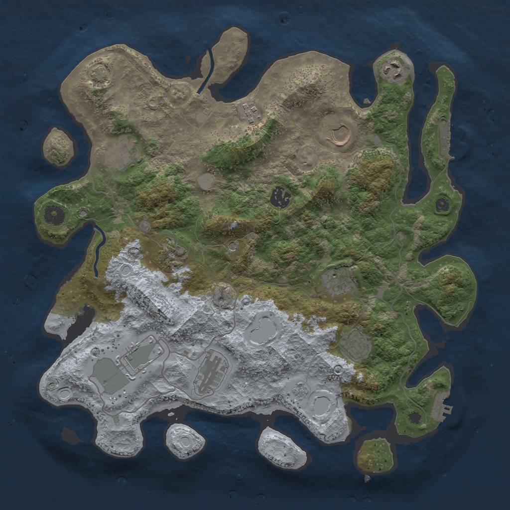 Rust Map: Procedural Map, Size: 3750, Seed: 165256120, 18 Monuments