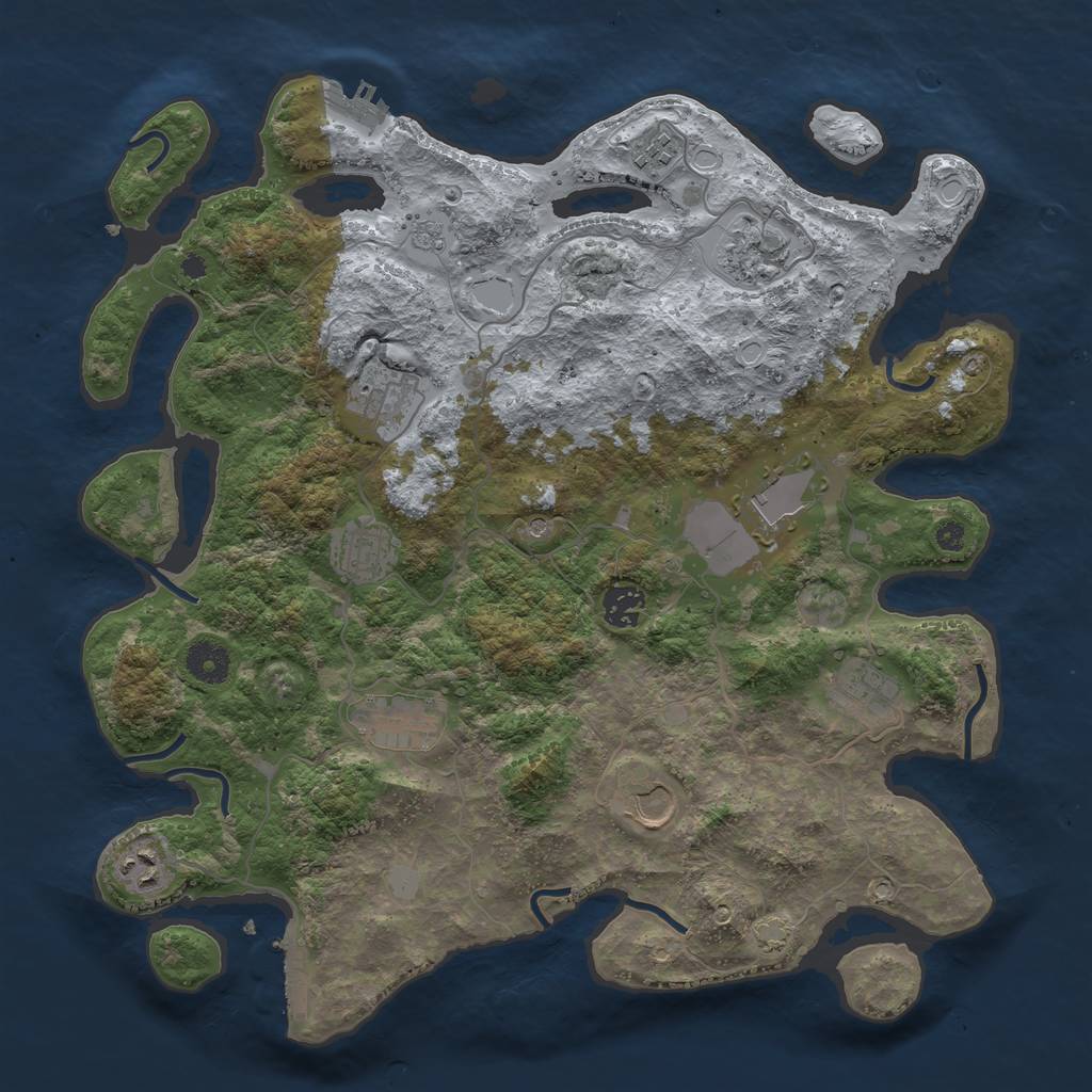 Rust Map: Procedural Map, Size: 3800, Seed: 73982337, 18 Monuments
