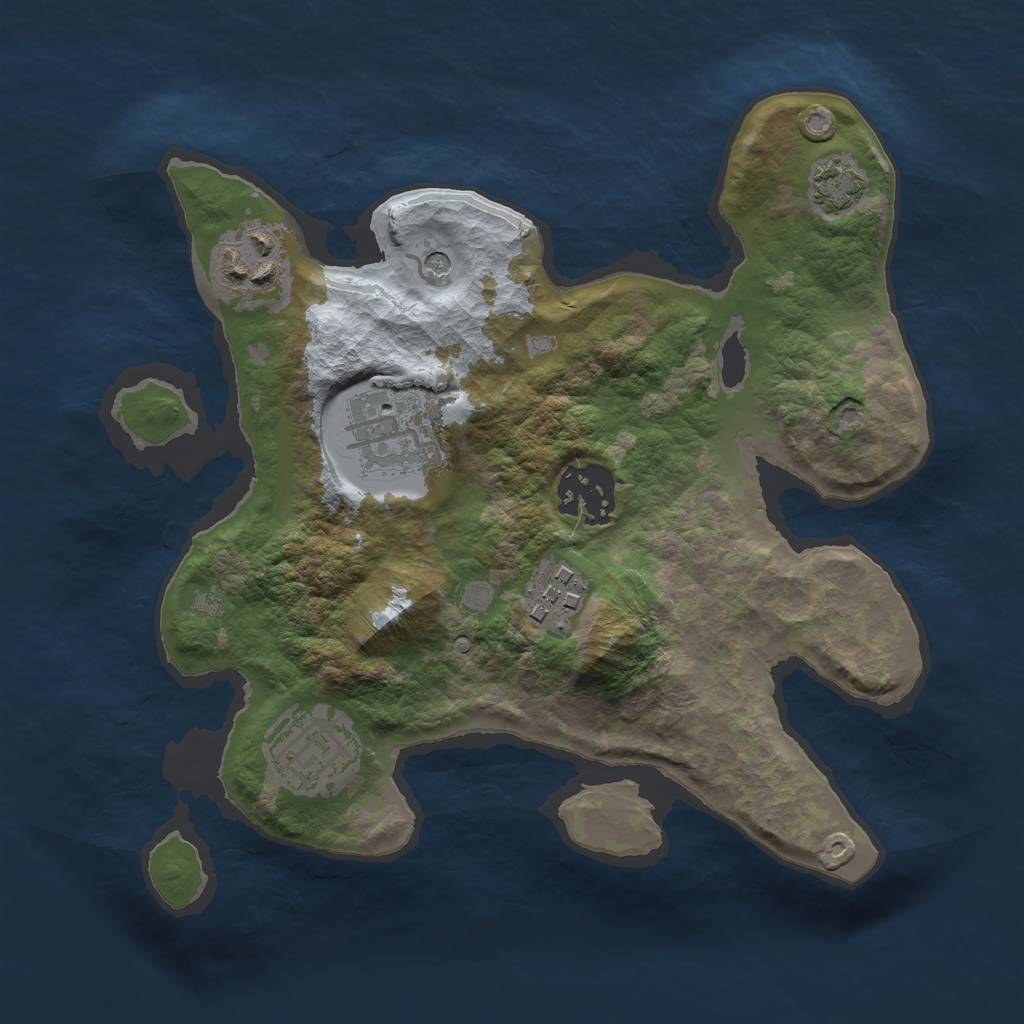 Rust Map: Barren, Size: 2500, Seed: 1933372894, 9 Monuments