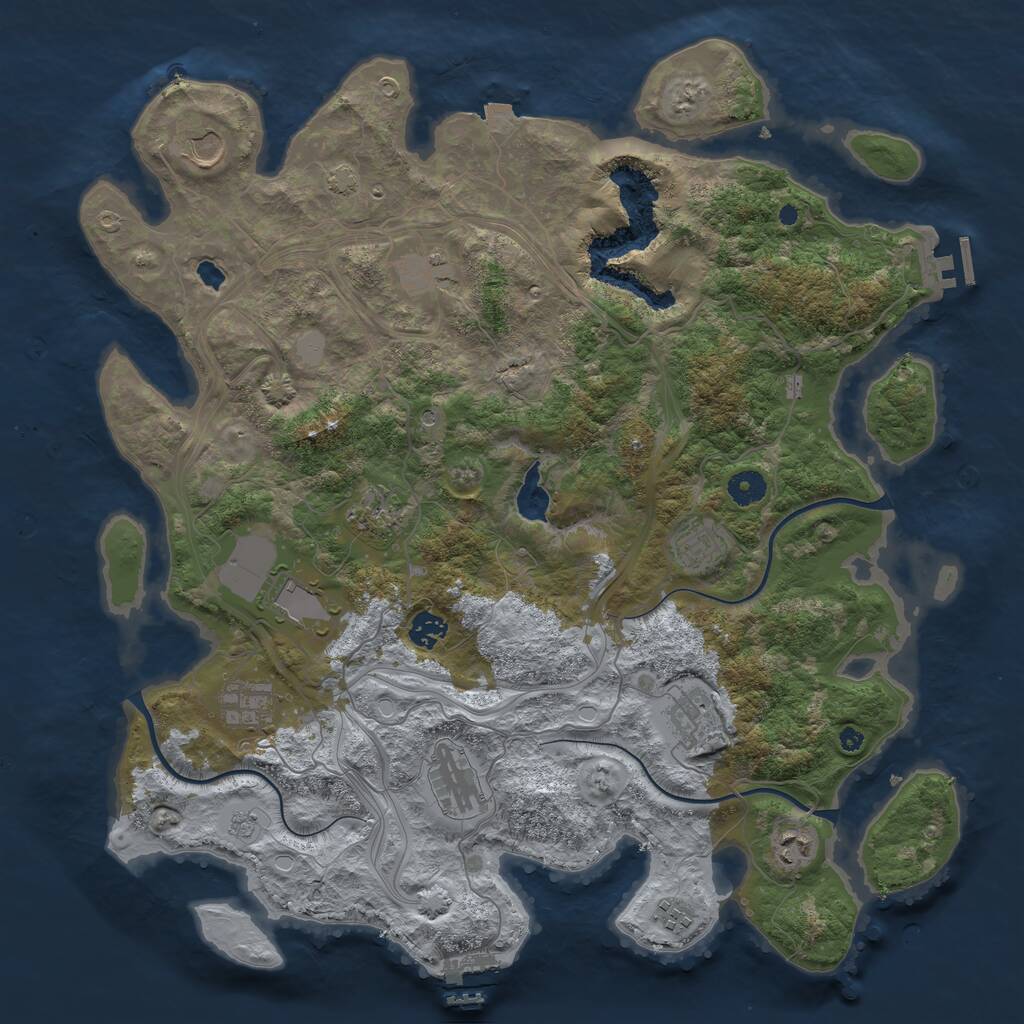 Rust Map: Procedural Map, Size: 4250, Seed: 53533643, 17 Monuments