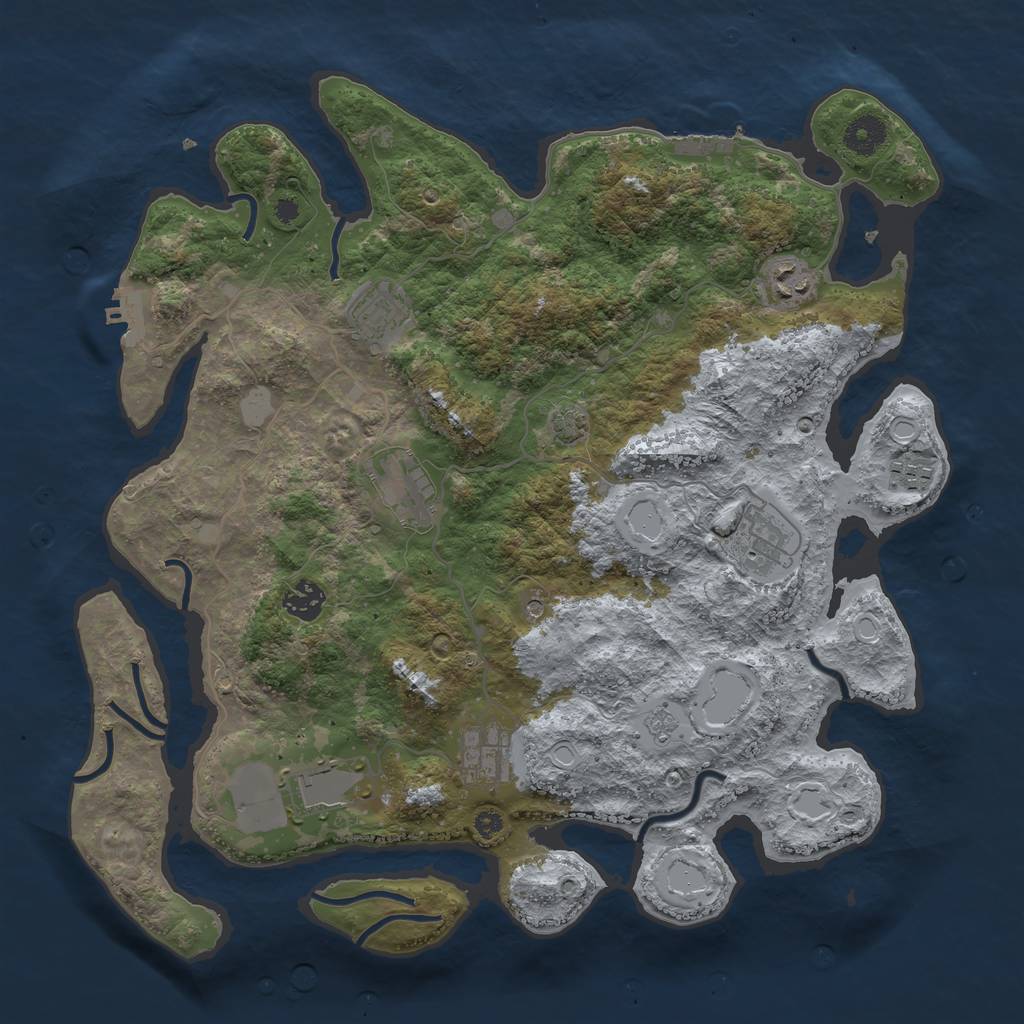 Rust Map: Procedural Map, Size: 3800, Seed: 19437672, 16 Monuments