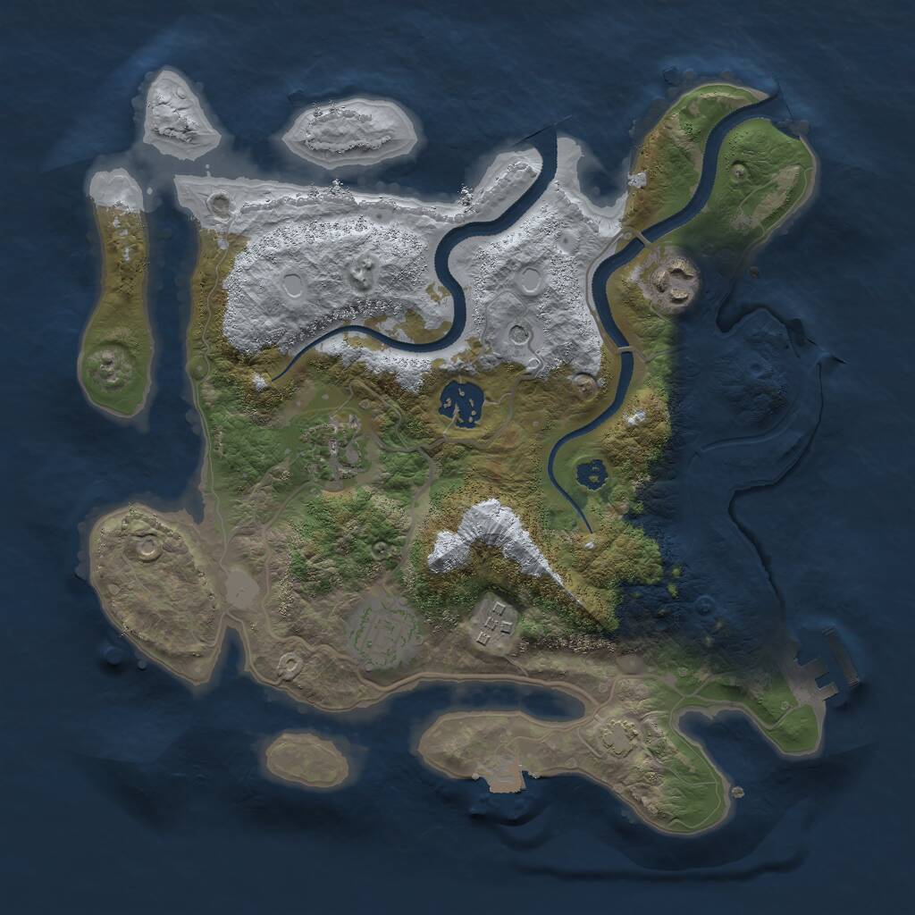 Rust Map: Procedural Map, Size: 3000, Seed: 1928357601, 9 Monuments