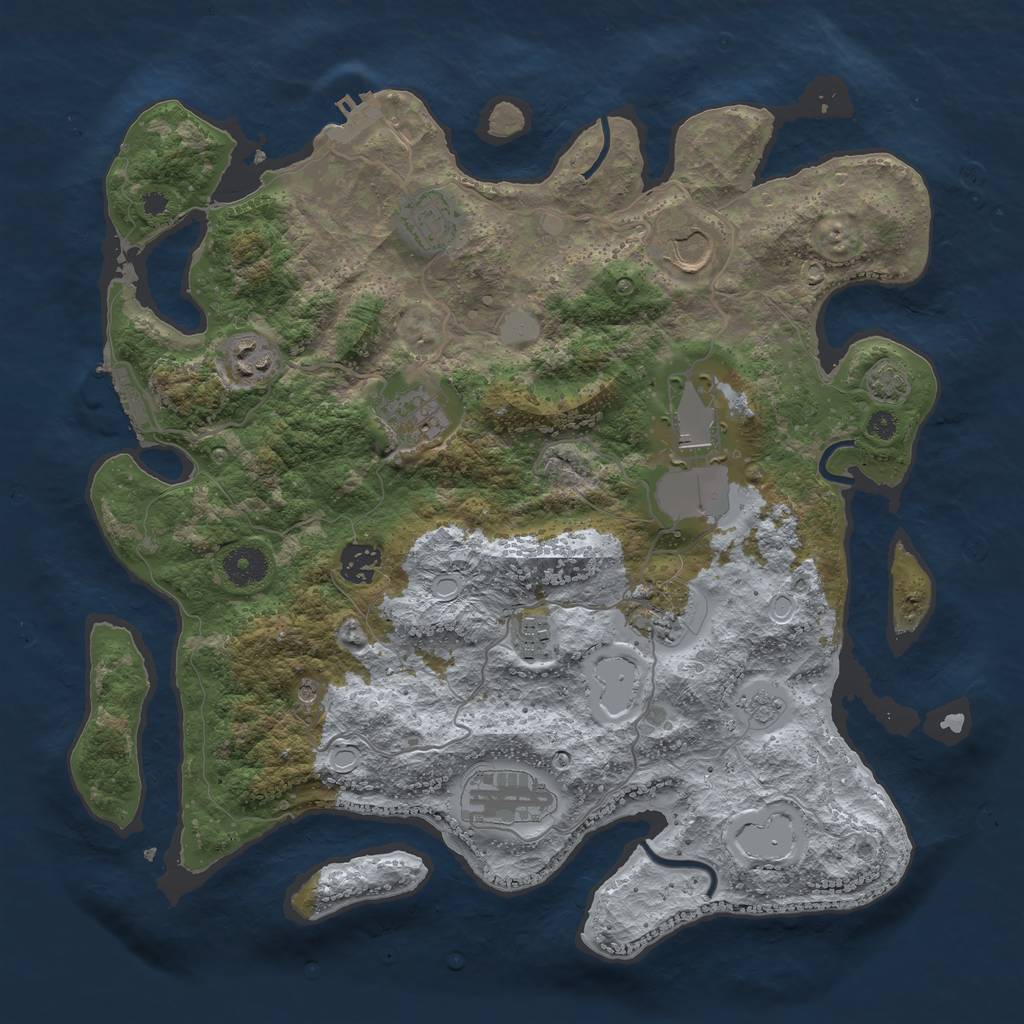 Rust Map: Procedural Map, Size: 3700, Seed: 967563264, 17 Monuments