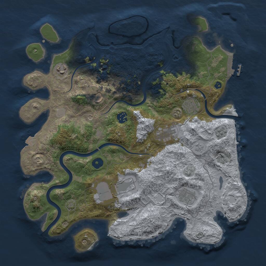 Rust Map: Procedural Map, Size: 3700, Seed: 30592493, 13 Monuments