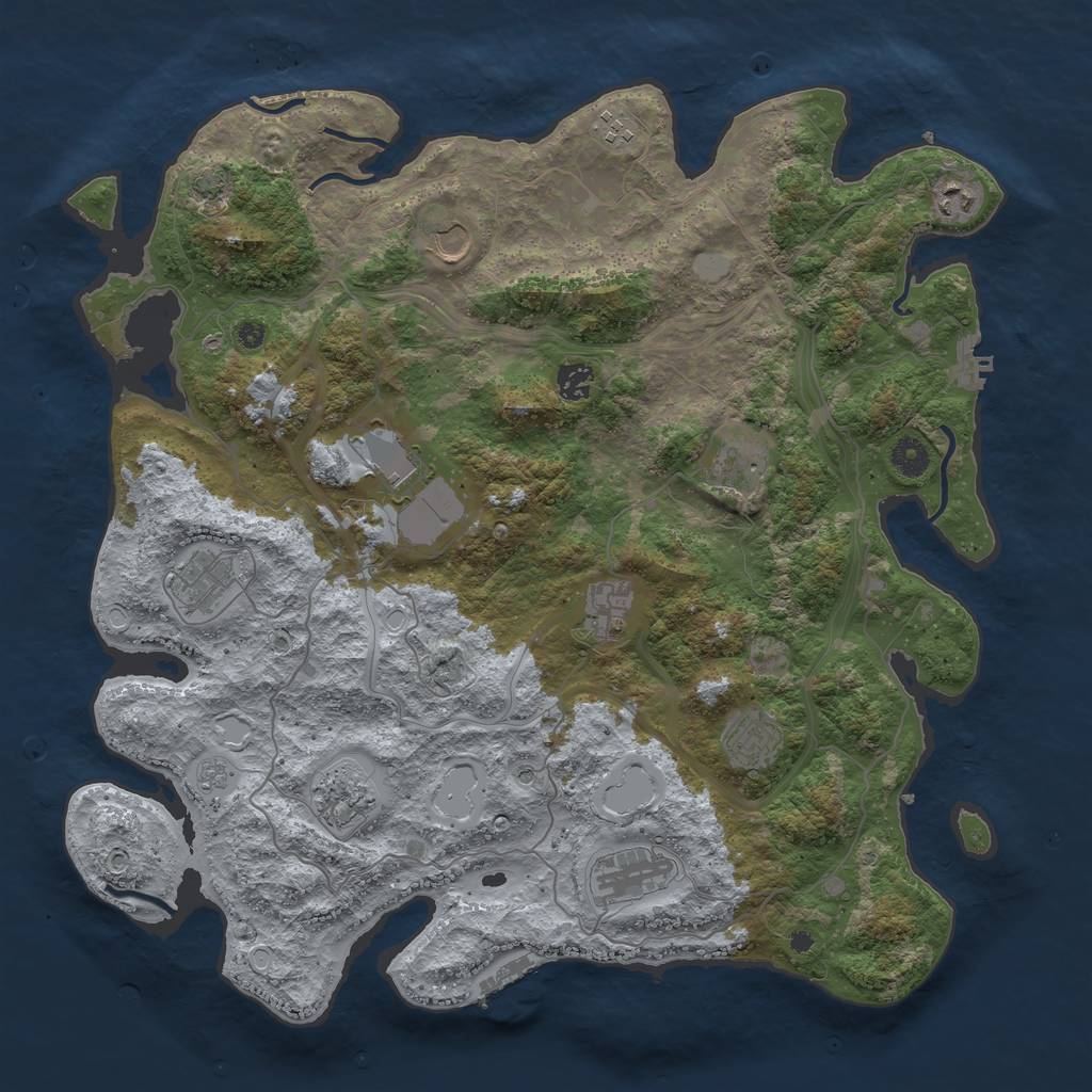 Rust Map: Procedural Map, Size: 4250, Seed: 983873078, 19 Monuments