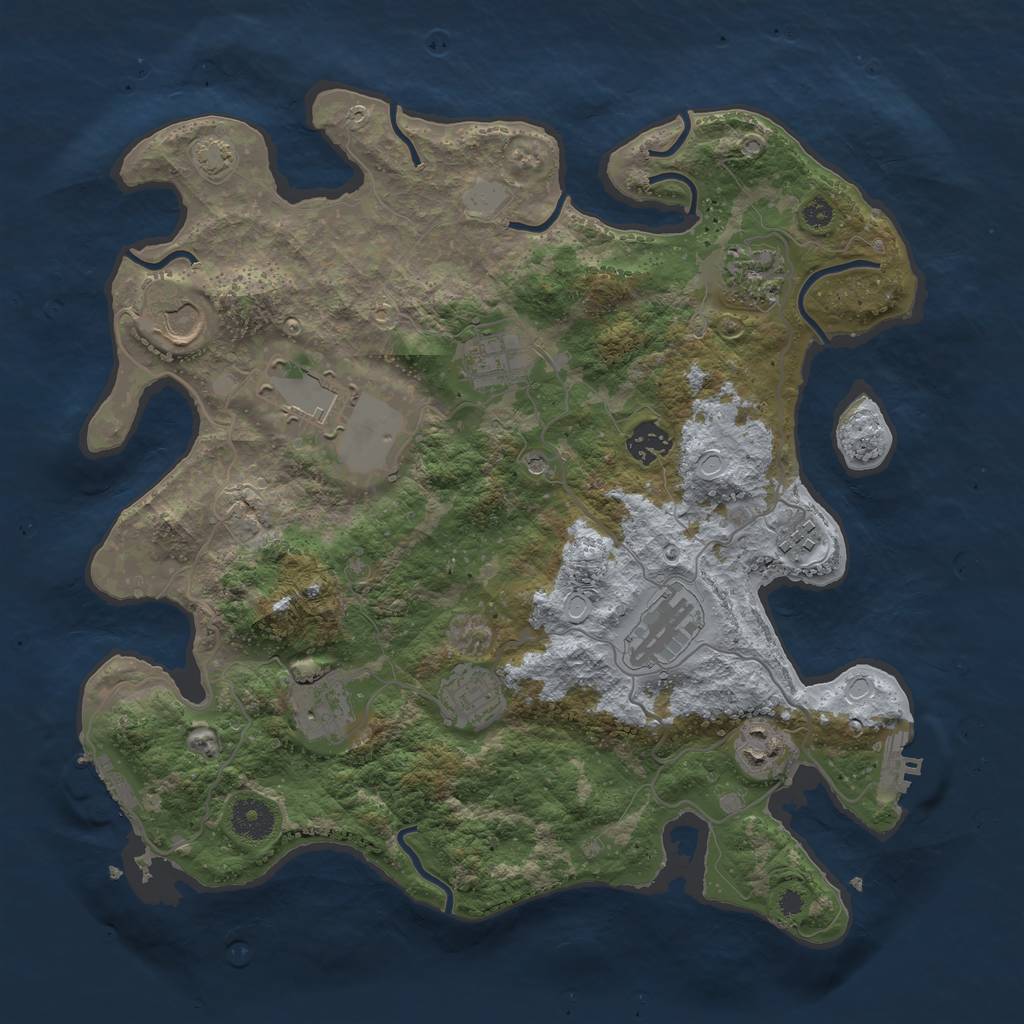 Rust Map: Procedural Map, Size: 3650, Seed: 84464550, 17 Monuments