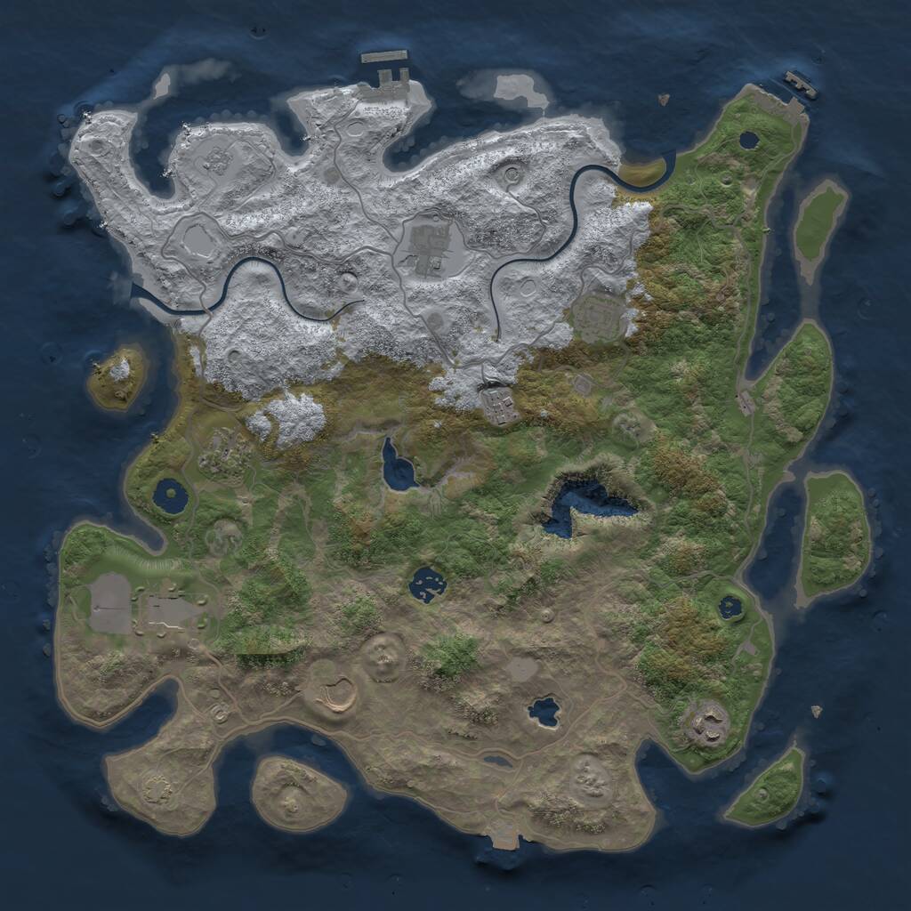 Rust Map: Procedural Map, Size: 4000, Seed: 5364, 14 Monuments