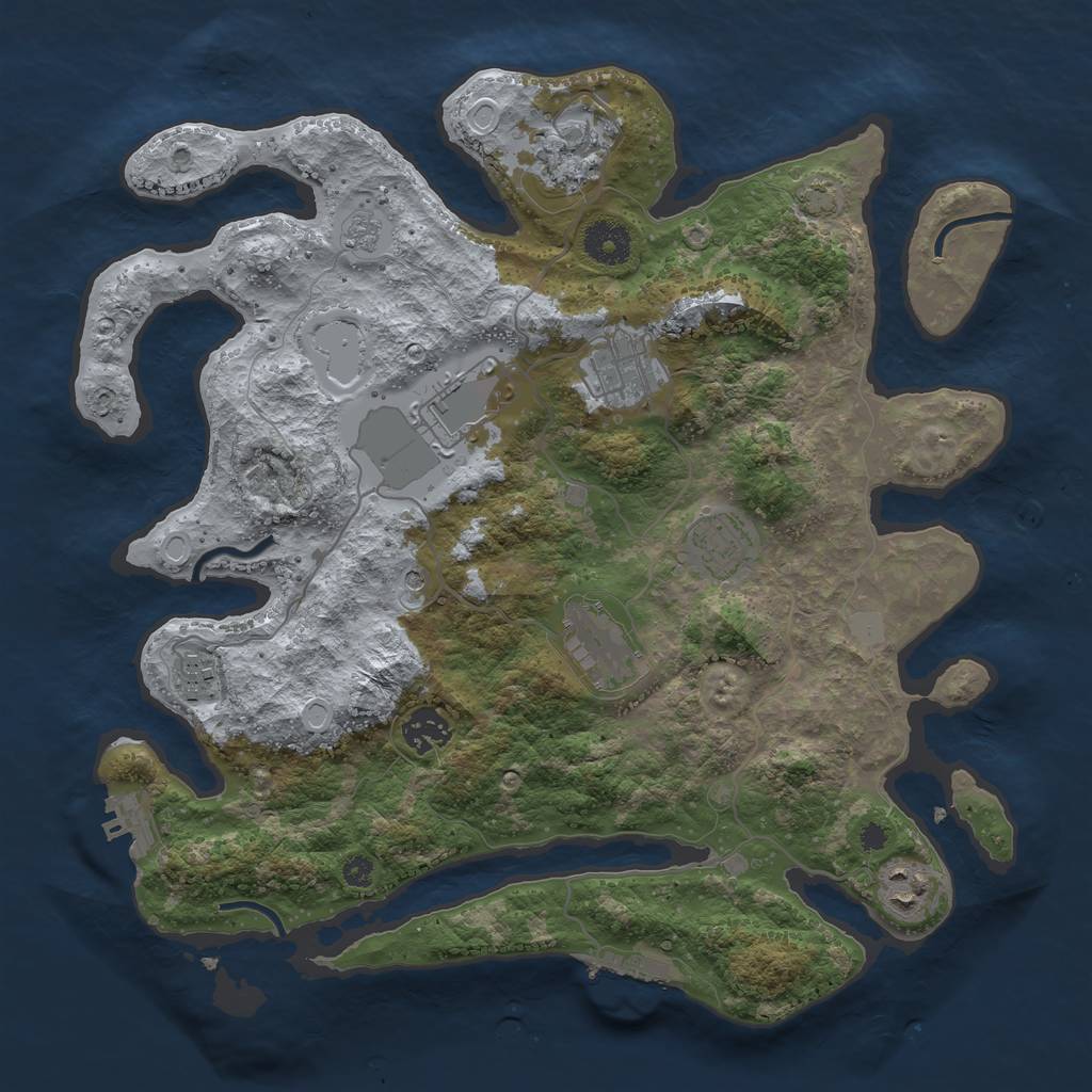 Rust Map: Procedural Map, Size: 3550, Seed: 72074543, 16 Monuments