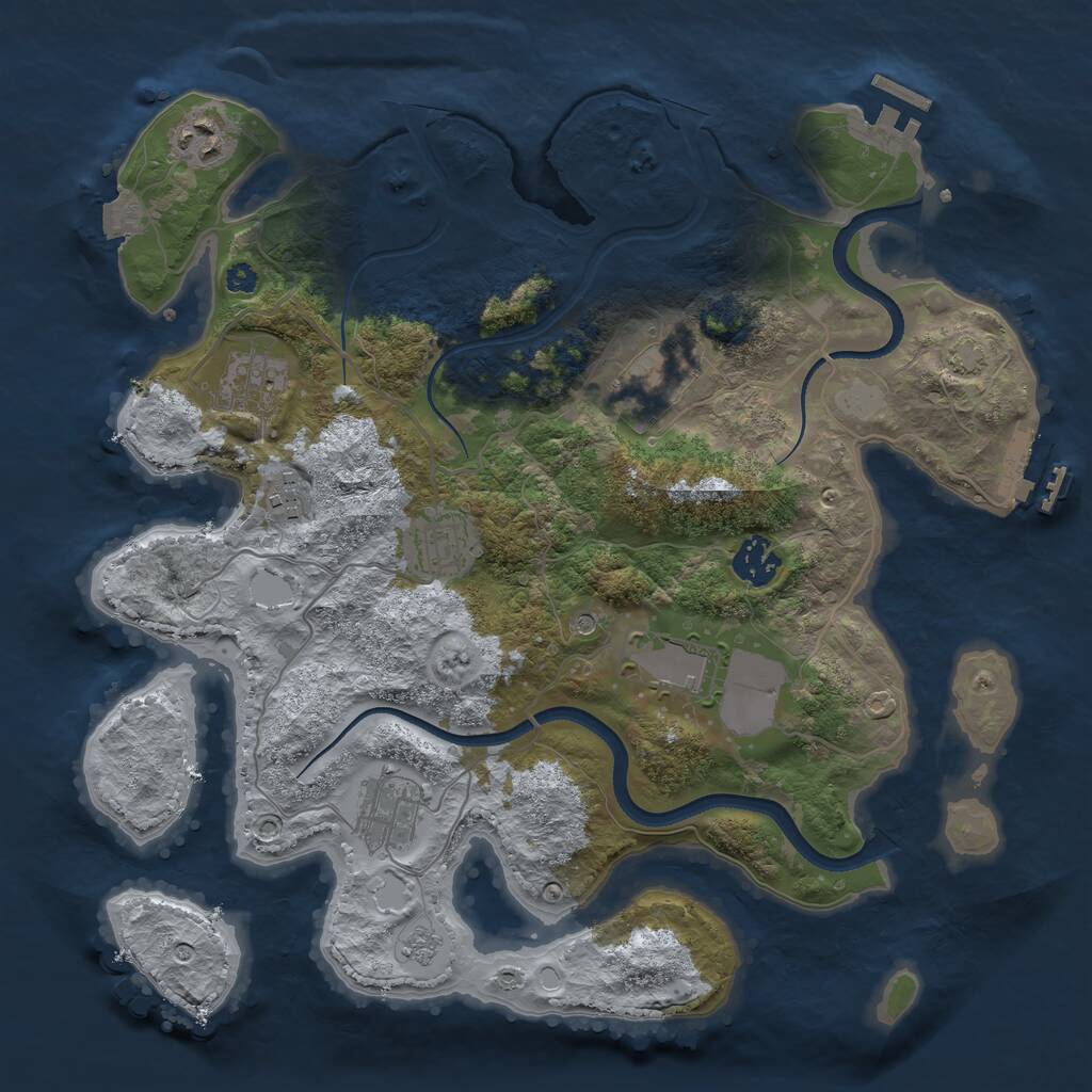 Rust Map: Procedural Map, Size: 3500, Seed: 640563631, 14 Monuments