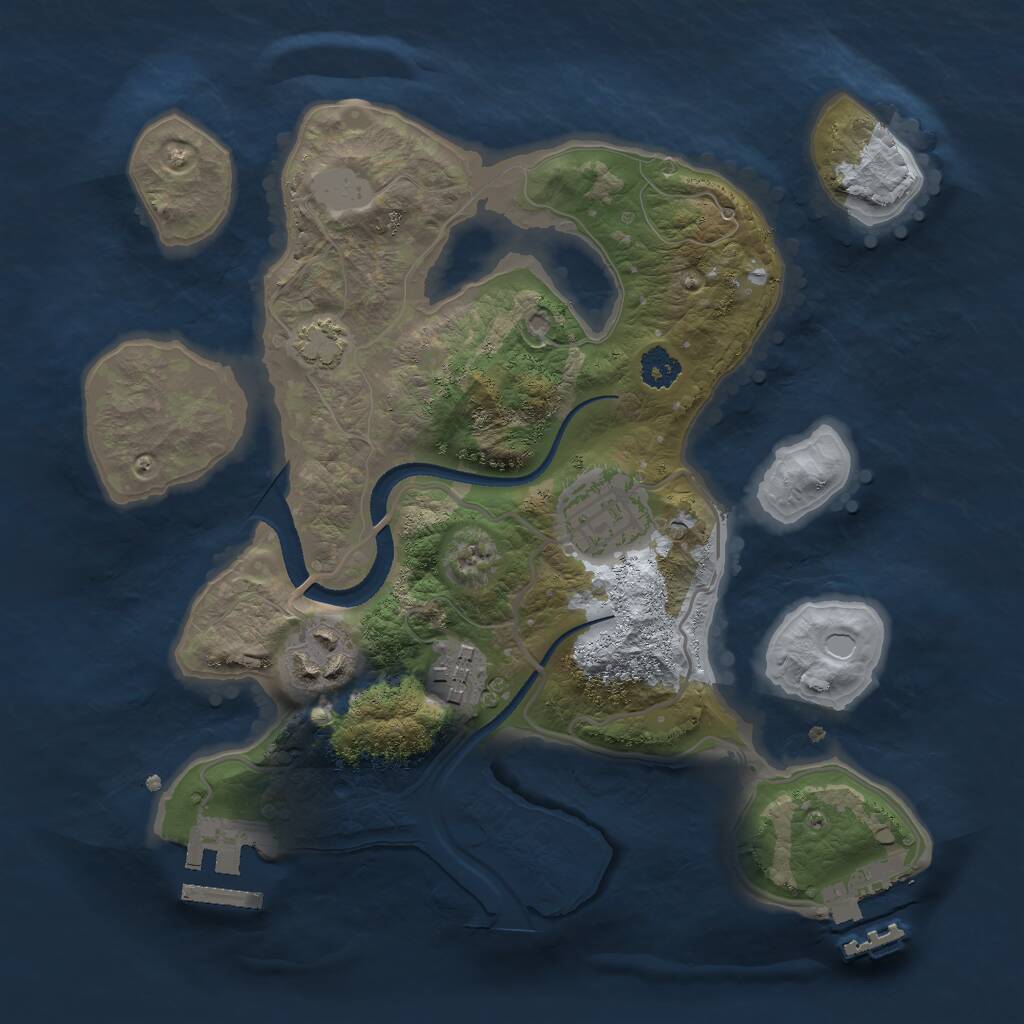 Rust Map: Procedural Map, Size: 2550, Seed: 678389067, 7 Monuments