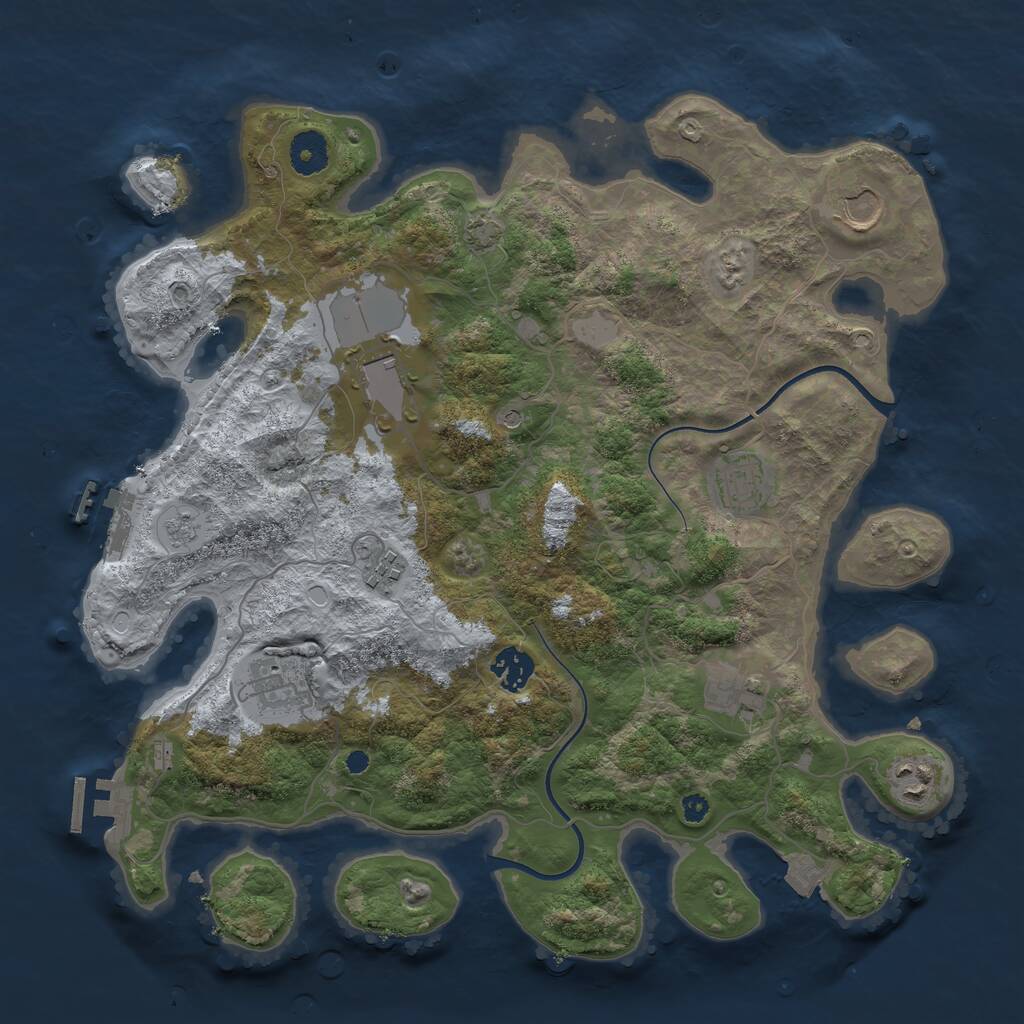 Rust Map: Procedural Map, Size: 3700, Seed: 2061990283, 14 Monuments