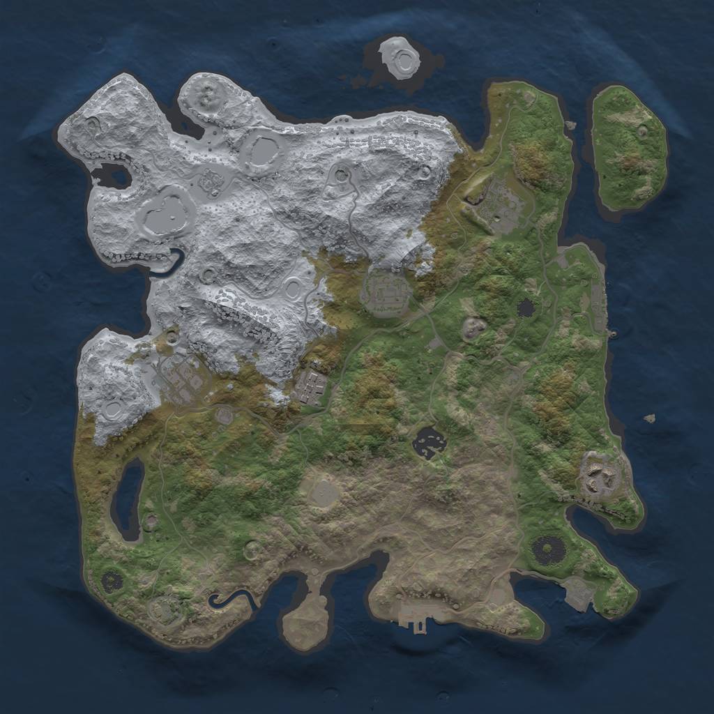 Rust Map: Procedural Map, Size: 3400, Seed: 910748442, 14 Monuments