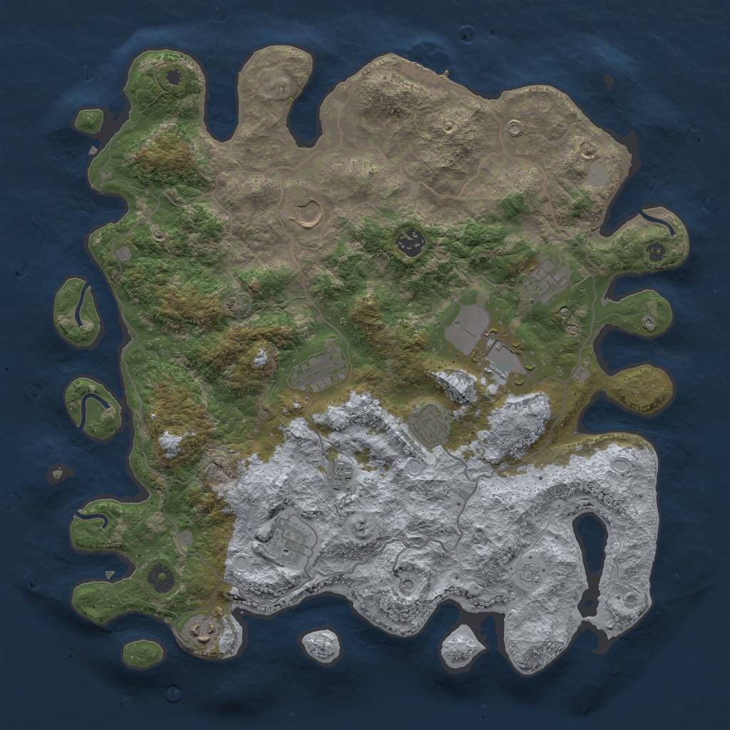 Rust Map: Procedural Map, Size: 4000, Seed: 1236, 16 Monuments