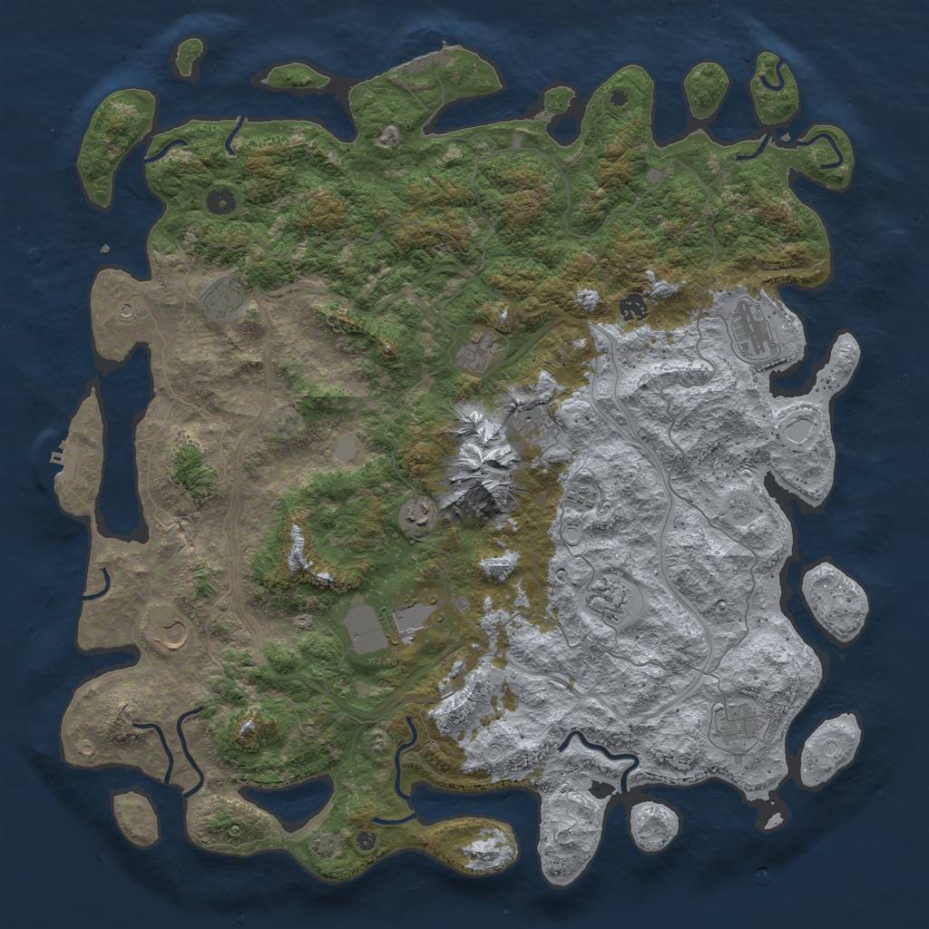 Rust Map: Procedural Map, Size: 5000, Seed: 273321844, 19 Monuments